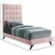 Bowery Hill Contemporary Deep Button Tufted Soft Pink Velvet Twin Bed
