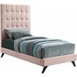 Bowery Hill Contemporary Deep Button Tufted Soft Pink Velvet Twin Bed