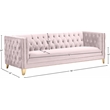 Bowery Hill Contemporary Deep Button Tufted Soft Pink Velvet Sofa
