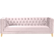 Bowery Hill Contemporary Deep Button Tufted Soft Pink Velvet Sofa