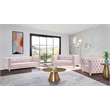 Bowery Hill Contemporary Deep Button Tufted Soft Pink Velvet Sofa