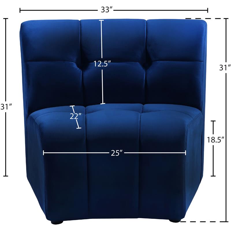Bowery Hill Contemporary Deep Channel Tufted Soft Navy Velvet Modular Chair
