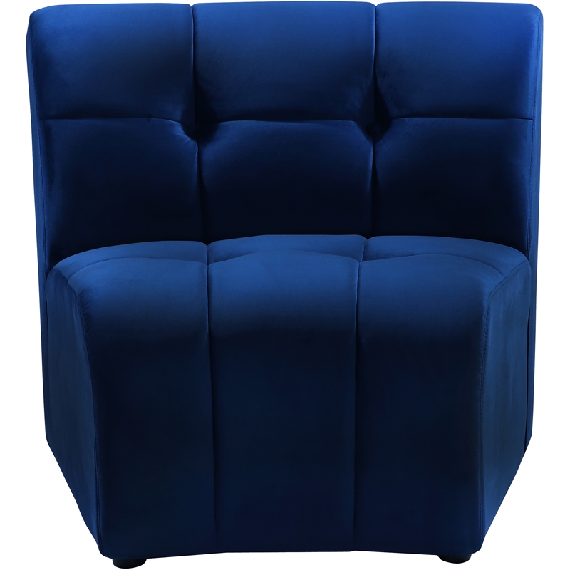 Bowery Hill Contemporary Deep Channel Tufted Soft Navy Velvet Modular Chair
