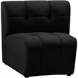 Bowery Hill Contemporary Deep Channel Tufted Soft Black Velvet Modular Chair