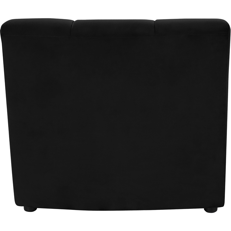 Bowery Hill Contemporary Deep Channel Tufted Soft Black Velvet Modular Chair