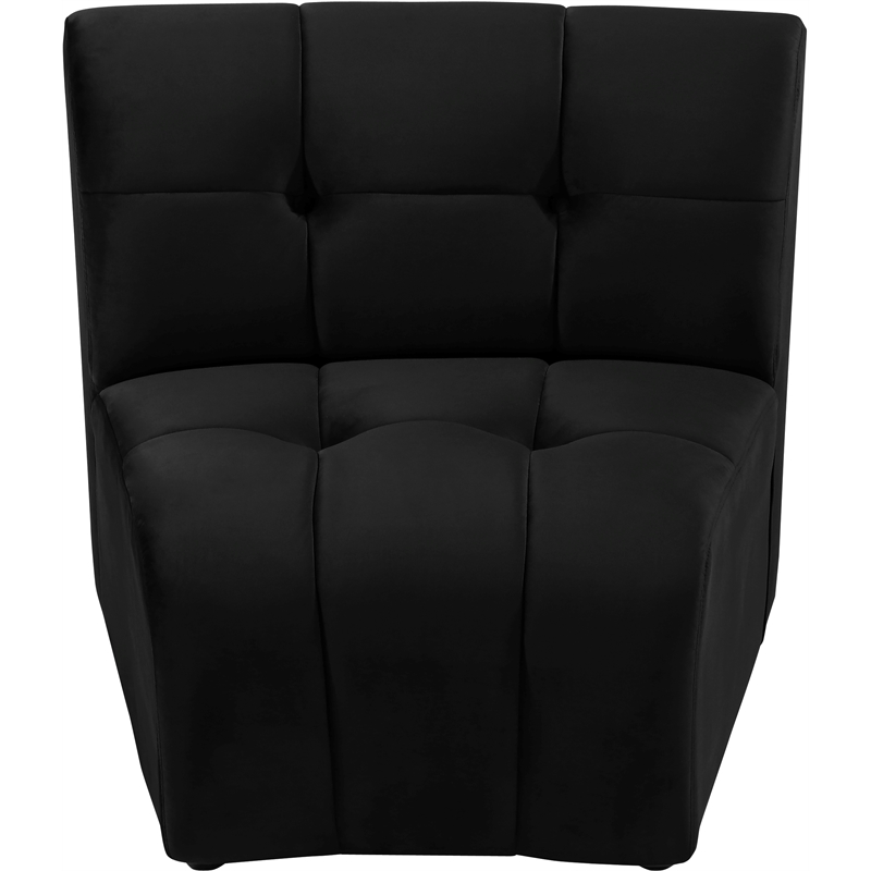Bowery Hill Contemporary Deep Channel Tufted Soft Black Velvet Modular Chair