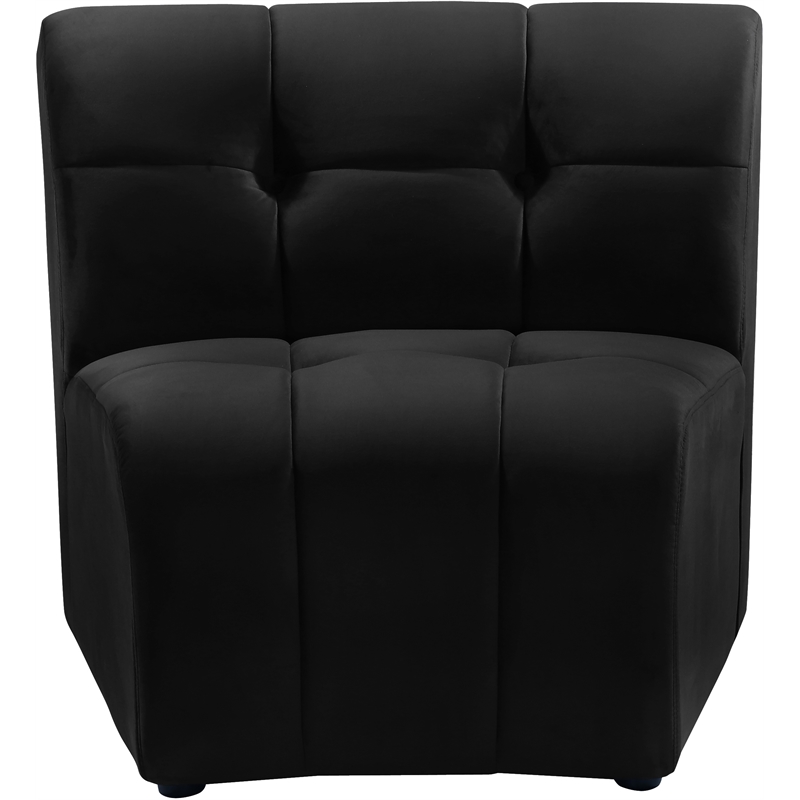 Bowery Hill Contemporary Deep Channel Tufted Soft Black Velvet Modular Chair