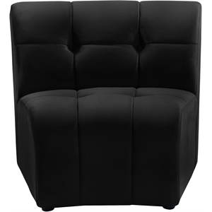 Bowery Hill Contemporary Deep Channel Tufted Soft Black Velvet Modular Chair