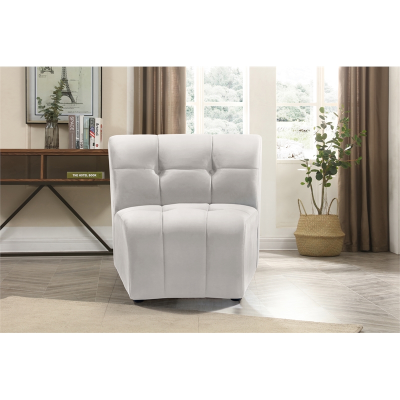 Bowery Hill Contemporary Deep Channel Tufted Soft Cream Velvet Modular Chair