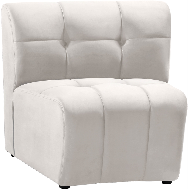 Bowery Hill Contemporary Deep Channel Tufted Soft Cream Velvet Modular Chair