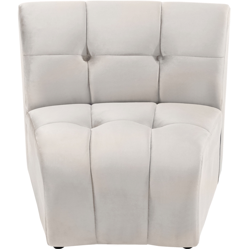 Bowery Hill Contemporary Deep Channel Tufted Soft Cream Velvet Modular Chair