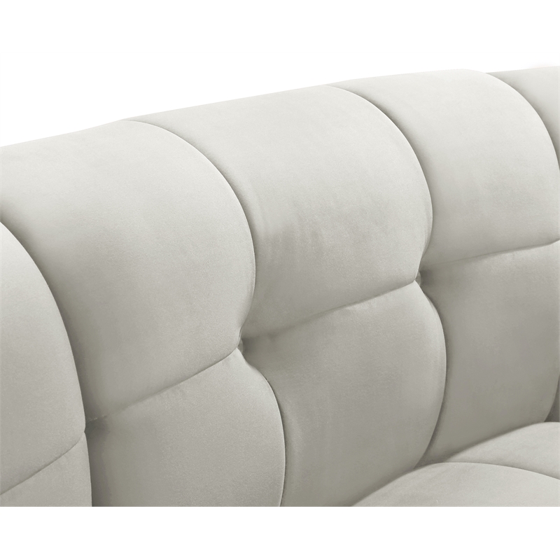 Bowery Hill Contemporary Deep Channel Tufted Soft Cream Velvet Modular Chair