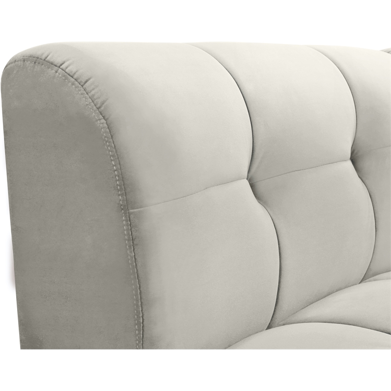 Bowery Hill Contemporary Deep Channel Tufted Soft Cream Velvet Modular Chair