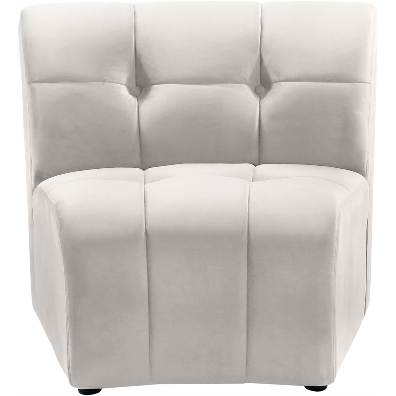 Bowery Hill Contemporary Deep Channel Tufted Soft Cream Velvet Modular Chair