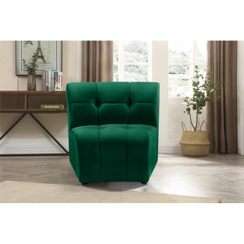 Bowery Hill Contemporary Deep Channel Tufted Soft Green Velvet Modular Chair