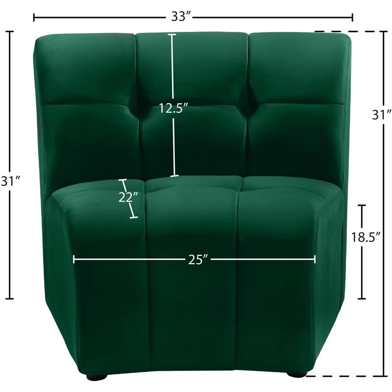 Bowery Hill Contemporary Deep Channel Tufted Soft Green Velvet Modular Chair