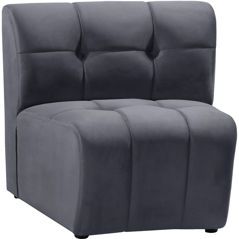 Bowery Hill Contemporary Deep Channel Tufted Soft Gray Velvet Modular Chair