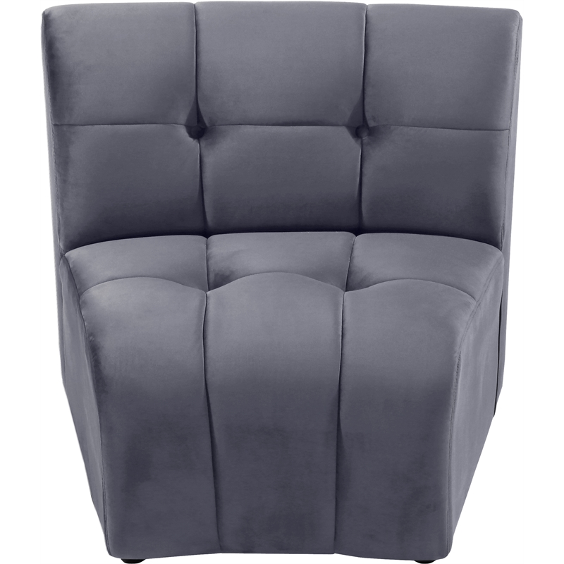 Bowery Hill Contemporary Deep Channel Tufted Soft Gray Velvet Modular Chair