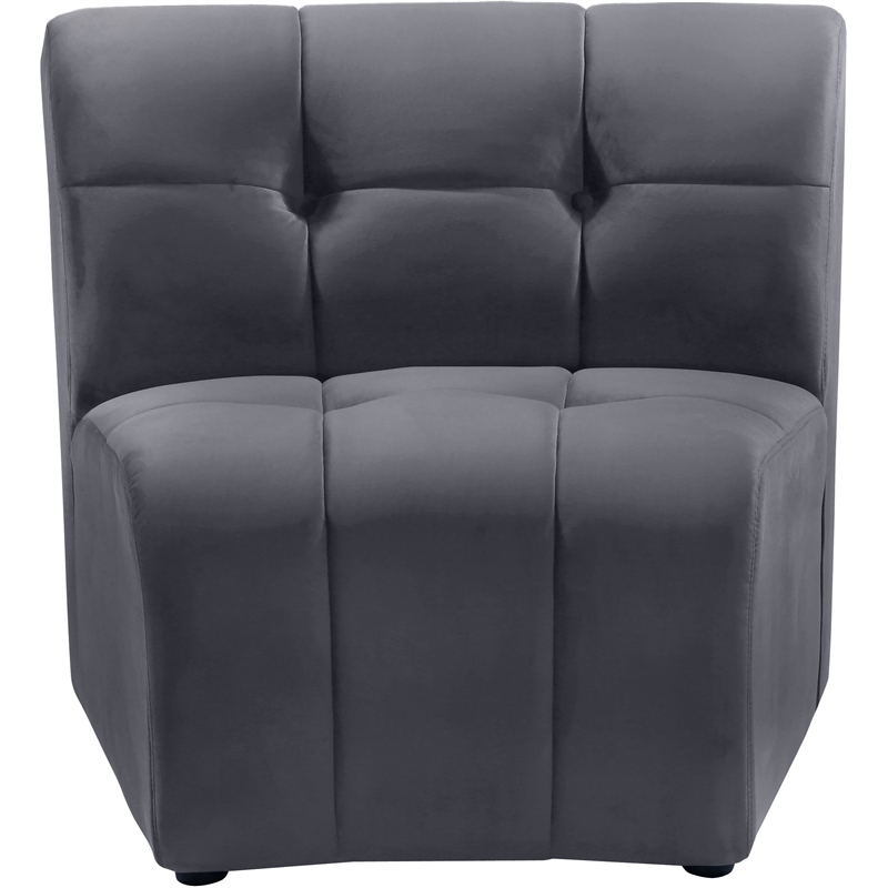 Bowery Hill Contemporary Deep Channel Tufted Soft Gray Velvet Modular Chair