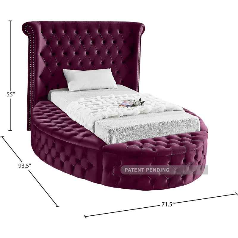 Bowery Hill Contemporary Deep Button Tufted Purple Velvet Twin Bed