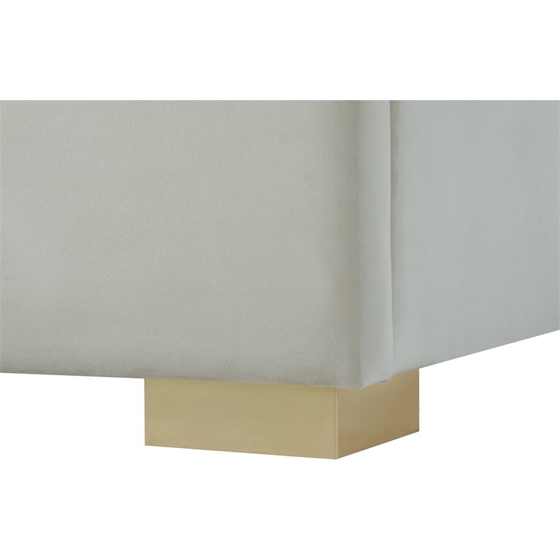 Bowery Hill Contemporary Cream Velvet Full Bed with Gold/Chrome Legs Included