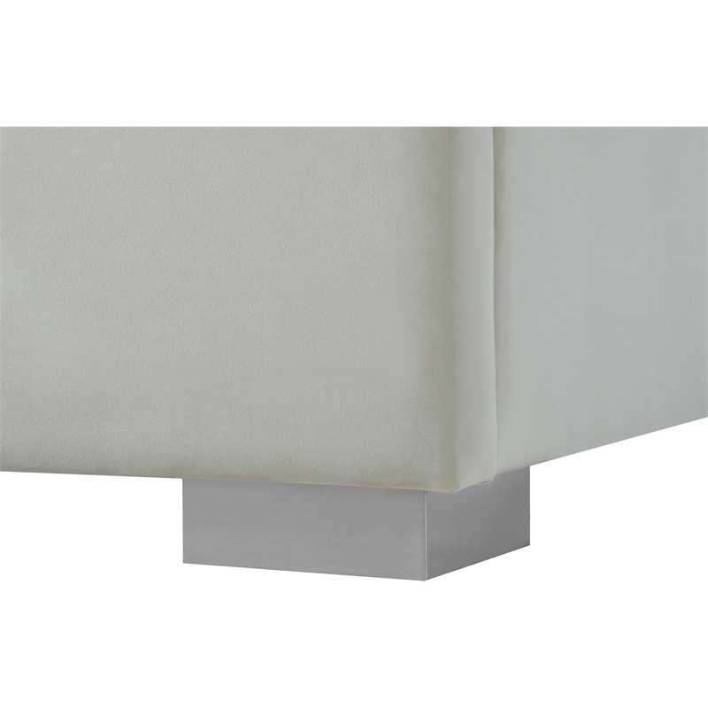 Bowery Hill Contemporary Cream Velvet Full Bed with Gold/Chrome Legs Included