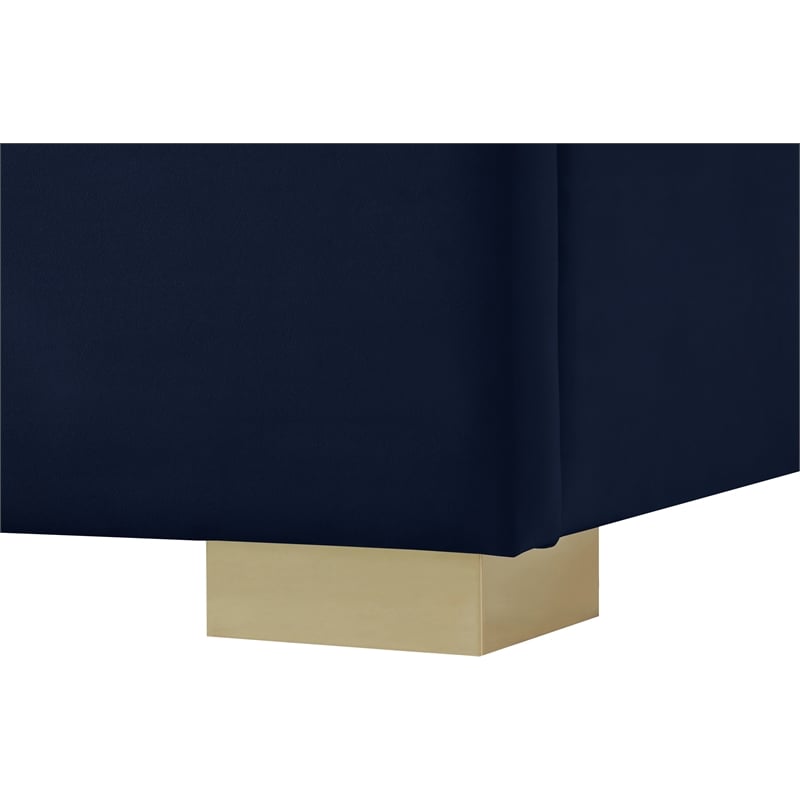 Bowery Hill Contemporary Navy Velvet King Bed with Gold/Chrome Legs Included