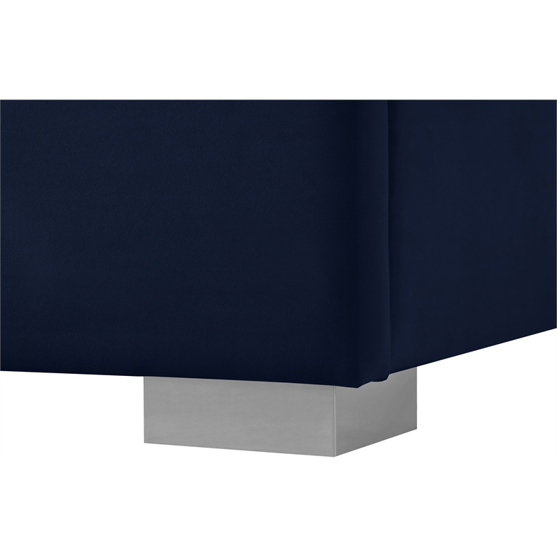 Bowery Hill Contemporary Navy Velvet King Bed with Gold/Chrome Legs Included