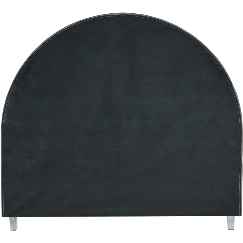 Bowery Hill Contemporary Gray Velvet Queen Bed in Acrylic Finish