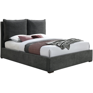 Bowery Hill Contemporary Pepper Black Durable Fabric Queen Bed