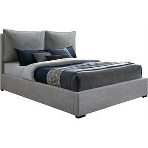 Bowery Hill Contemporary Light Gray Durable Fabric Queen Bed