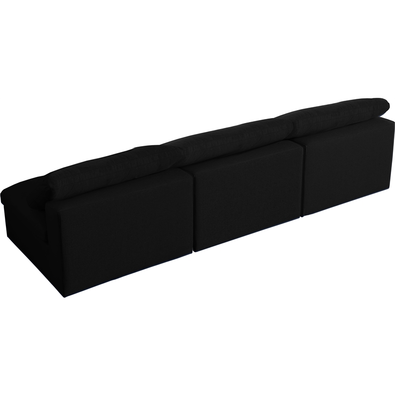 Bowery Hill Upholstered Black Linen Fabric Modular 3 Piece Armless Sofa