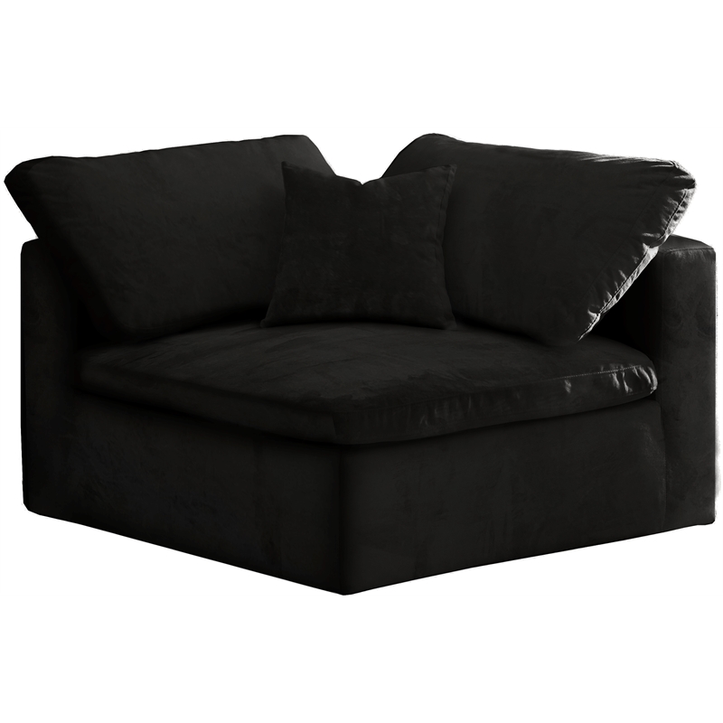 Bowery Hill Contemporary Soft Black Velvet Modular Corner Chair