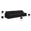 Bowery Hill Contemporary Black Velvet Modular 3 Piece Armless Sofa