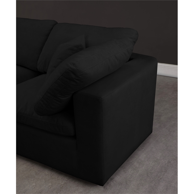 Bowery Hill Contemporary Black Velvet Modular Armless Loveseat