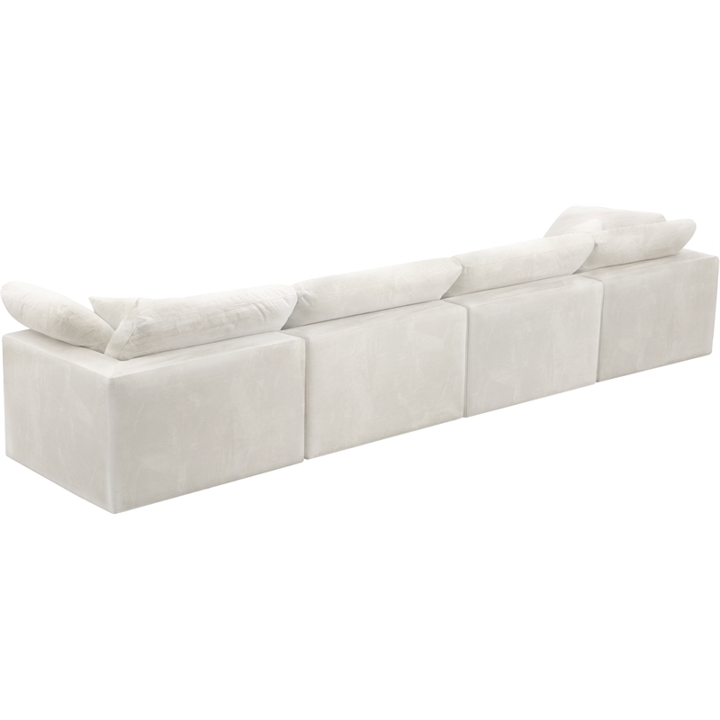 Bowery Hill Contemporary Soft Cream Velvet Modular 4 Piece Sofa