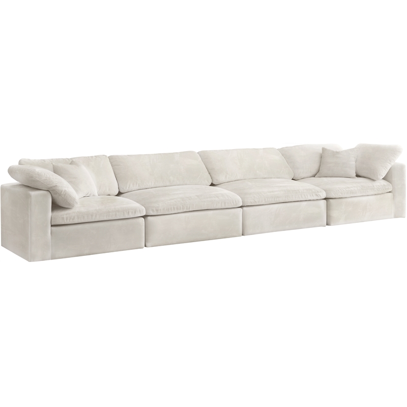 Bowery Hill Contemporary Soft Cream Velvet Modular 4 Piece Sofa