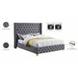 Bowery Hill Contemporary Deep Button Tufted Rich Gray Velvet Queen Bed