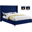 Bowery Hill Contemporary Deep Button Tufted Rich Navy Velvet Full Bed