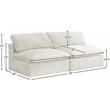 Bowery Hill Contemporary Cream Velvet Modular Armless Loveseat