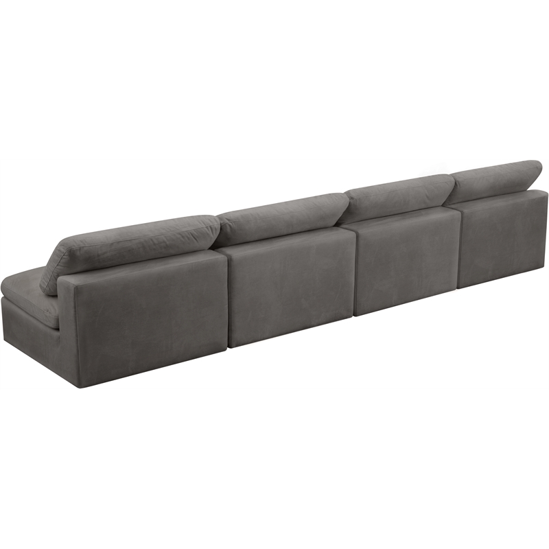 Bowery Hill Contemporary Gray Velvet Modular 4 Piece Armless Sofa