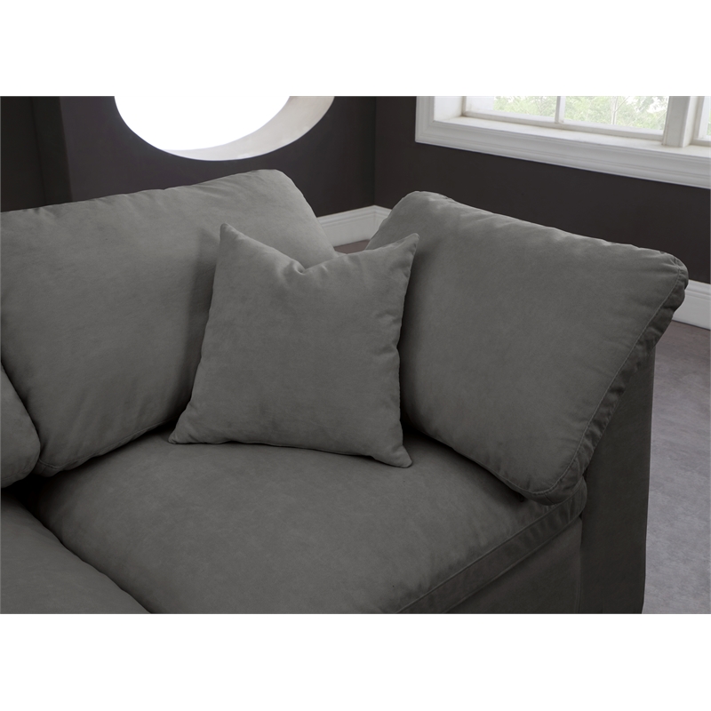 Bowery Hill Contemporary Gray Velvet Modular 4 Piece Armless Sofa