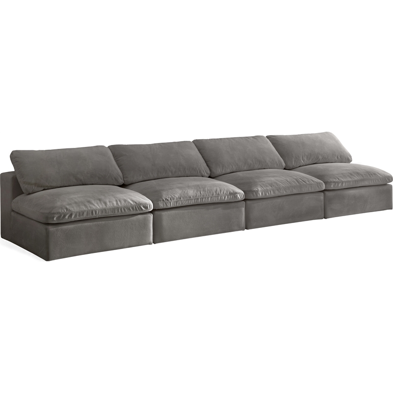 Bowery Hill Contemporary Gray Velvet Modular 4 Piece Armless Sofa