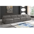 Bowery Hill Contemporary Gray Velvet Modular 4 Piece Armless Sofa