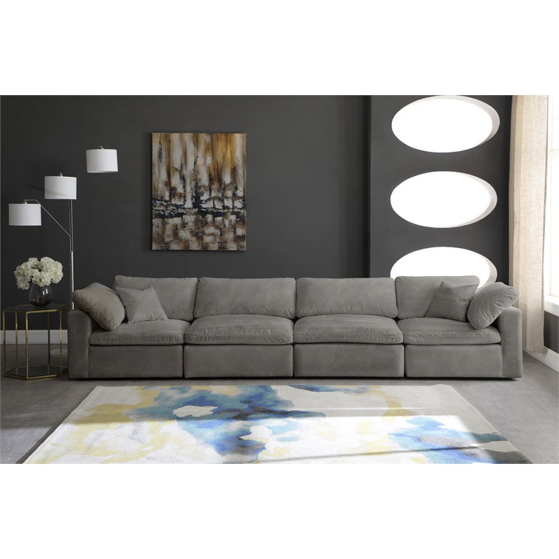 Bowery Hill Contemporary Soft Gray Velvet Modular 4 Piece Sofa