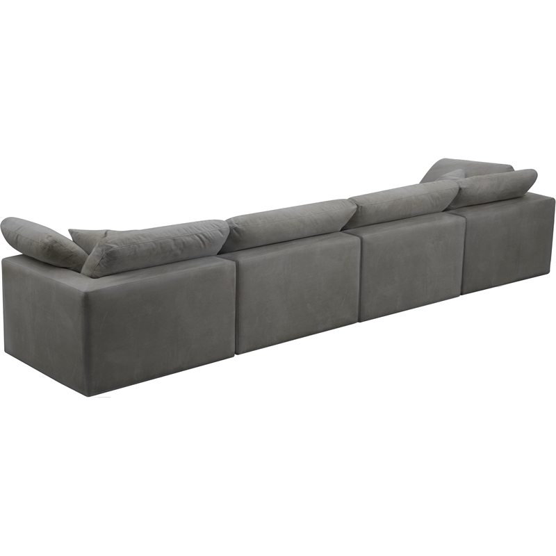 Bowery Hill Contemporary Soft Gray Velvet Modular 4 Piece Sofa