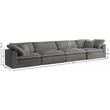 Bowery Hill Contemporary Soft Gray Velvet Modular 4 Piece Sofa