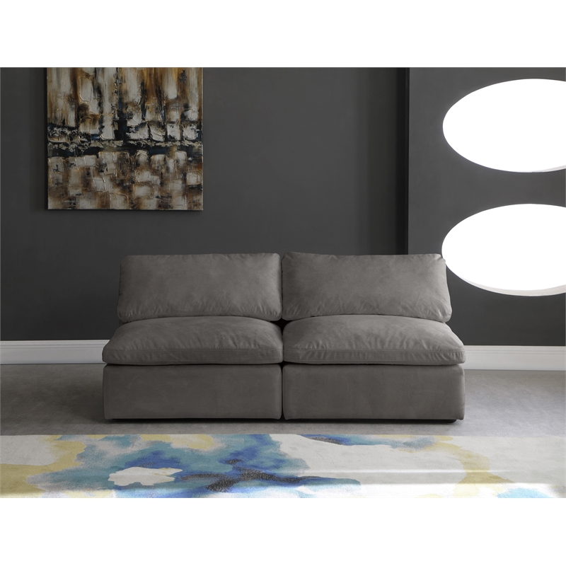 Bowery Hill Contemporary Gray Velvet Modular 2 Piece Armless Loveseat