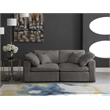 Bowery Hill Contemporary Gray Velvet Modular 2 Piece Loveseat