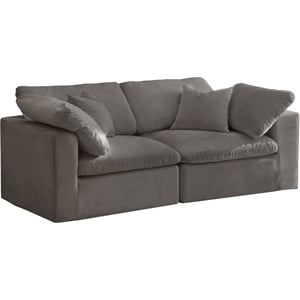 Bowery Hill Contemporary Gray Velvet Modular 2 Piece Loveseat